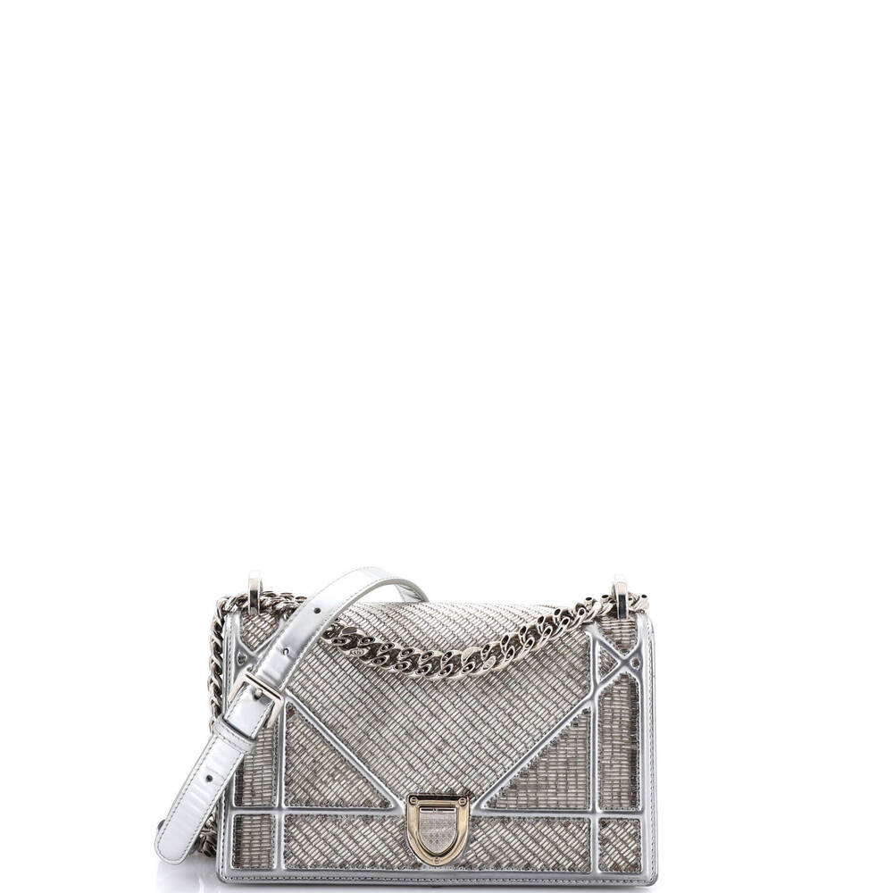 Christian Dior Small Diorama Flap Bag Beaded Leather